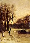 Figures In A Winter Landscape At Dusk by Louis Apol